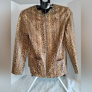 Alfred Dunner Metallic Animal Print Blazer